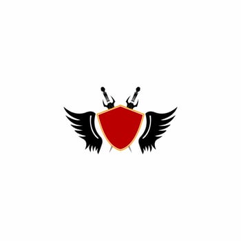 shield and wings logo illustration vector