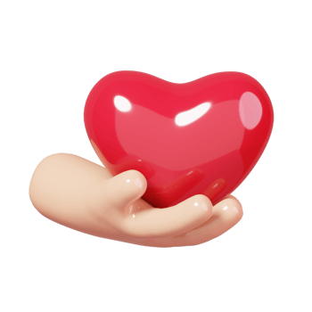 Cartoon red heart in hand isolated. 14 February Happy Valentine's Day icon. 3D rendering png