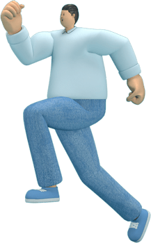 cartoon character wearing jeans and  long shirt. He is runing. png