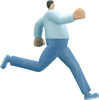 cartoon character wearing jeans and  long shirt. He is runing. png