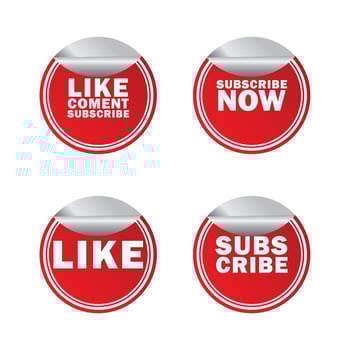 set of subscribe,like,comment quote social media symbol label vector
