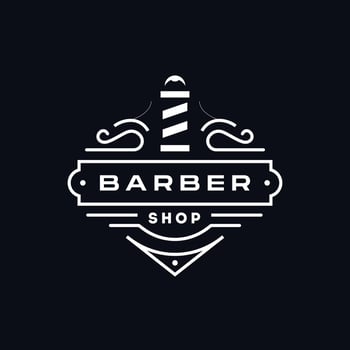 Black and white line barber Vintage retro classic barbershop logo VECTOR. classic black and white barber label logo design. barbershop pole badge logo design icon vector