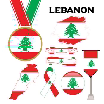 Elements Collection With The Flag of Lebanon Design Template vector