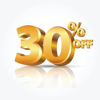 30 percent off discount promotion sale isolated on white background vector