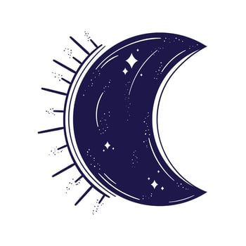 esoteric crescent moon vector