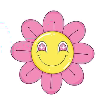 flower emoticon psychedelic style vector