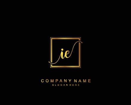 Initial IE beauty monogram and elegant logo design, handwriting logo of initial signature, wedding, fashion, floral and botanical with creative template. vector