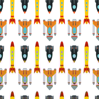 Seamless pattern with space rocket. Vector illustration.