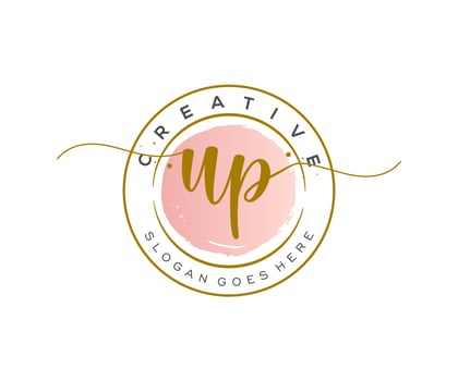 initial UP Feminine logo beauty monogram and elegant logo design, handwriting logo of initial signature, wedding, fashion, floral and botanical with creative template. vector
