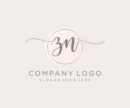 Initial ZN feminine logo. Usable for Nature, Salon, Spa, Cosmetic and Beauty Logos. Flat Vector Logo Design Template Element.
