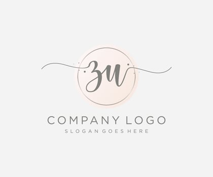 Initial ZU feminine logo. Usable for Nature, Salon, Spa, Cosmetic and Beauty Logos. Flat Vector Logo Design Template Element.