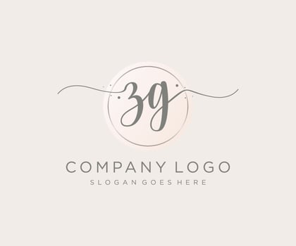 Initial ZG feminine logo. Usable for Nature, Salon, Spa, Cosmetic and Beauty Logos. Flat Vector Logo Design Template Element.