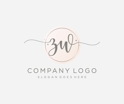 Initial ZW feminine logo. Usable for Nature, Salon, Spa, Cosmetic and Beauty Logos. Flat Vector Logo Design Template Element.