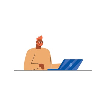 afro man using laptop vector