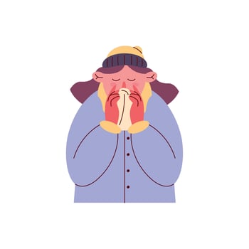 woman sick with flu vector