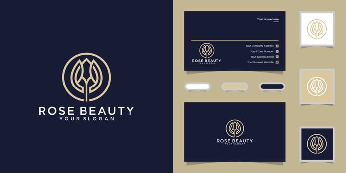 beauty rose flower logo and business card vector