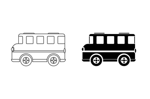 School bus icon. Cute cartoon style for kids. Editable file format. vector