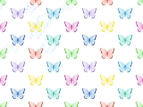 Butterfly  cartoon character seamless pattern on white background vector