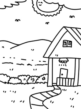 vector illustration of home cartoon for coloring