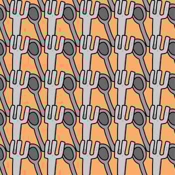 seamless pattern of spoon and fork cartoon vector