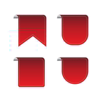 set of red ribbon labels vector