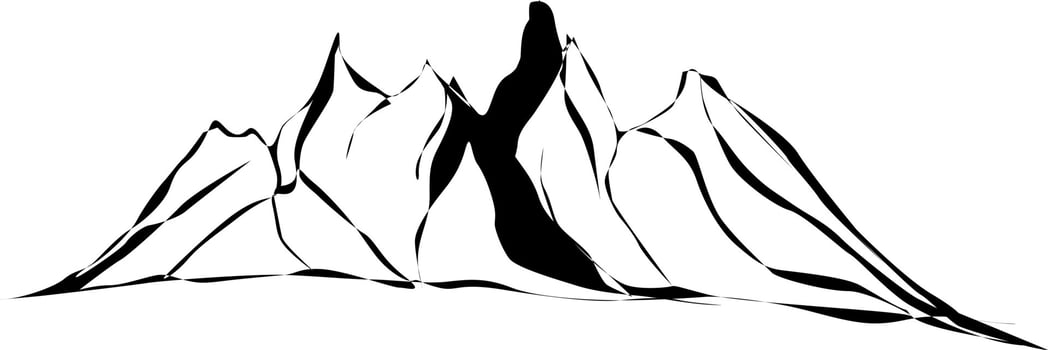 The illustrations and clipart. black and white illustration of mountains vector