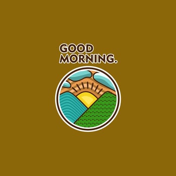 good morning logo illustration in flat design vector