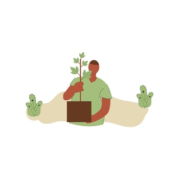 Vector illustration of people planting trees. concept of saving the earth. Ecology volunteering concept. Design for ecology activism