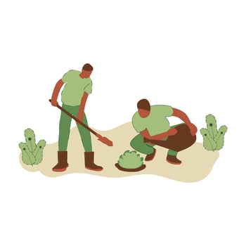 Vector illustration of people planting trees. concept of saving the earth. Ecology volunteering concept. Design for ecology activism