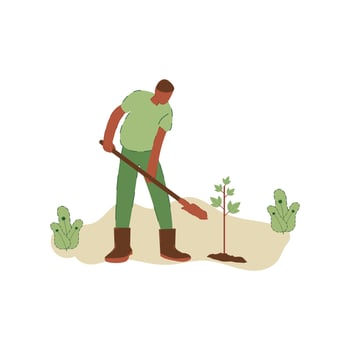 Vector illustration of people planting trees. concept of saving the earth. Ecology volunteering concept. Design for ecology activism