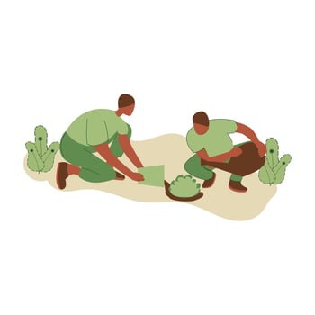 Vector illustration of people planting trees. concept of saving the earth. Ecology volunteering concept. Design for ecology activism