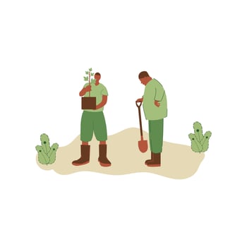 Vector illustration of people planting trees. concept of saving the earth. Ecology volunteering concept. Design for ecology activism