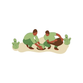Vector illustration of people planting trees. concept of saving the earth. Ecology volunteering concept. Design for ecology activism