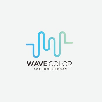 wave line art logo gradient color design template vector