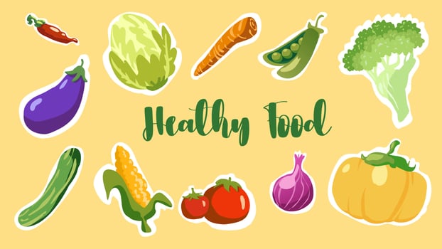 Healthy food stickers vector