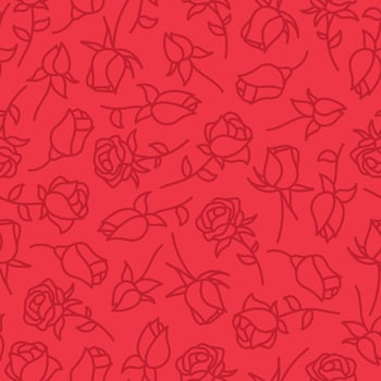 Subtle pink on pink hand drawn doodle of roses seamless pattern background vector