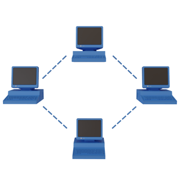 Blue old fashioned personal computer vintage style. computer sharing and network or block chain concept for nft. 3d illustration png