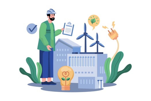 Industrial Plants Using Wind Power vector