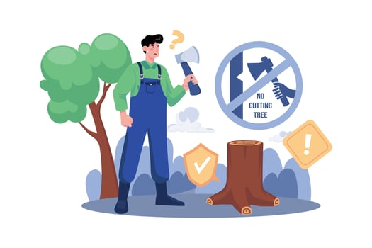 Illegal Cutting Of Forests Is Strictly Prohibited vector
