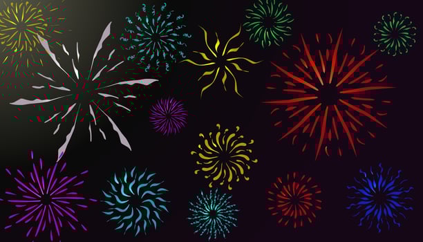 Colorful fireworks background vector illustration. Perfect for party banners, posters