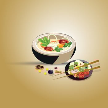Healthy food and traditional restaurants, cooking, menu, vector illustration