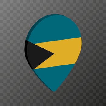 Map pointer with Bahamas flag. Vector illustration.