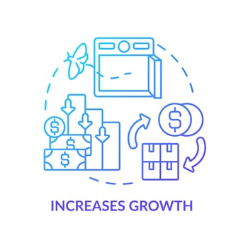Increases growth blue gradient concept icon. Savings and deposits. Economic crisis. Effect of inflation abstract idea thin line illustration. Isolated outline drawing vector
