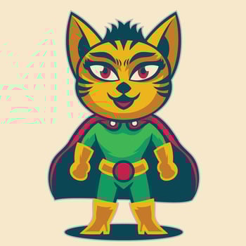 isolated cat woman superhero mascot standing pose vector