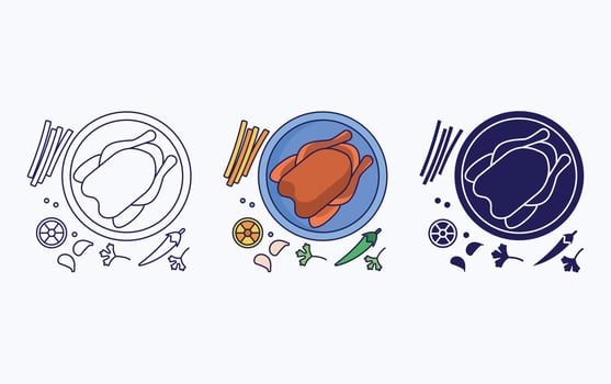 Herb Baked Chicken vector icon
