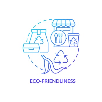 Eco-friendliness blue gradient concept icon. Creative restaurant business abstract idea thin line illustration. Sustainable consumption. Isolated outline drawing vector