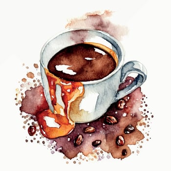 Hand drawn watercolour coffee cup vector