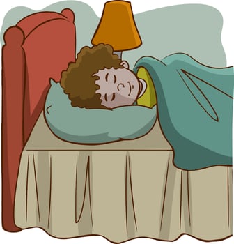 happy cute little kid boy sleep in the night vector