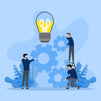 teamwork among employees in the company, which allows the business to develop well because employees are creative and create ideas, diligent, have modern technology in the organization vector
