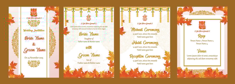 Indian wedding invitation template vector